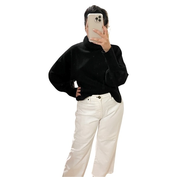 MARISSA WEBB High Low Knit Turtleneck Sweater Black Sz M - Picture 4 of 7